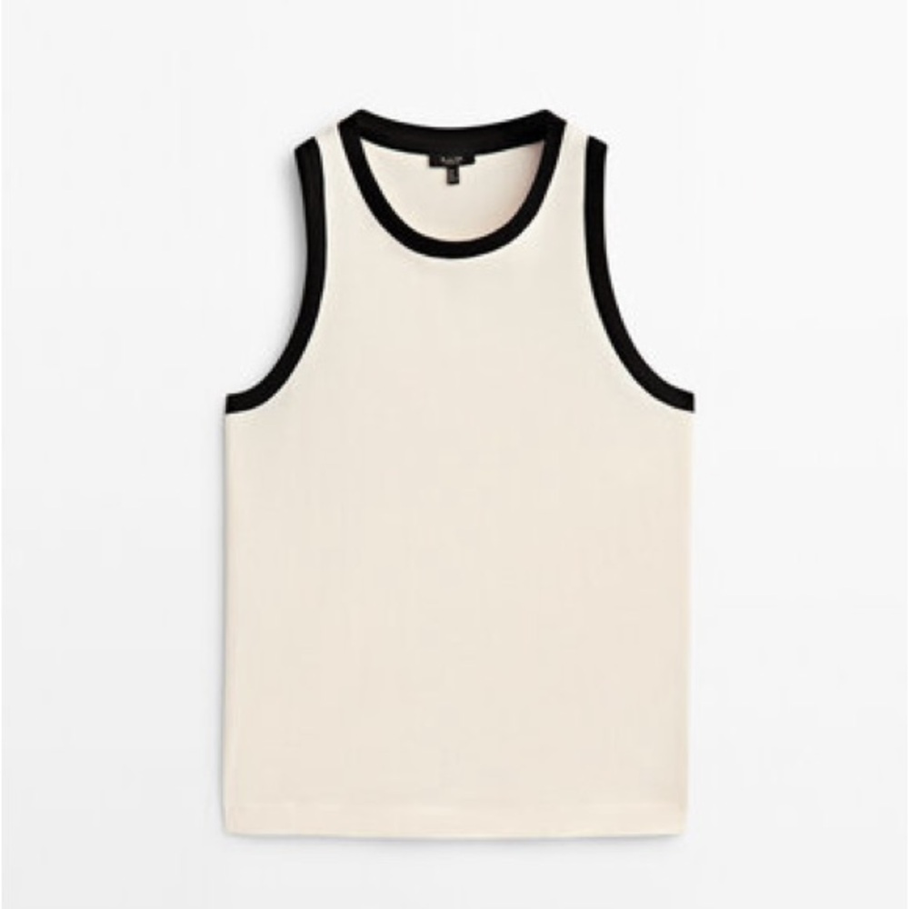 Massimo Dutti Sleeveless Tops Black and White